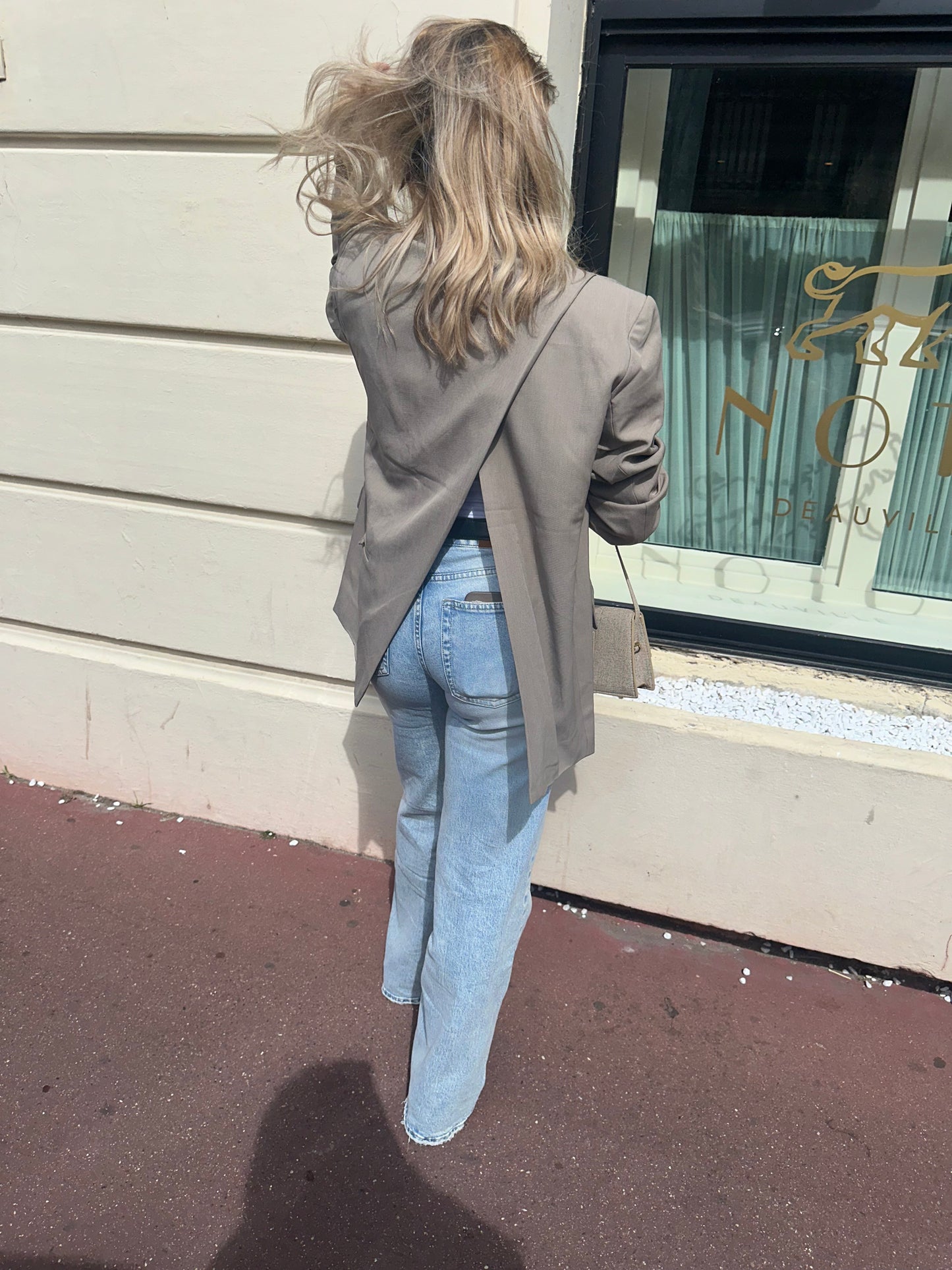 Blazer dos ouvert taupe