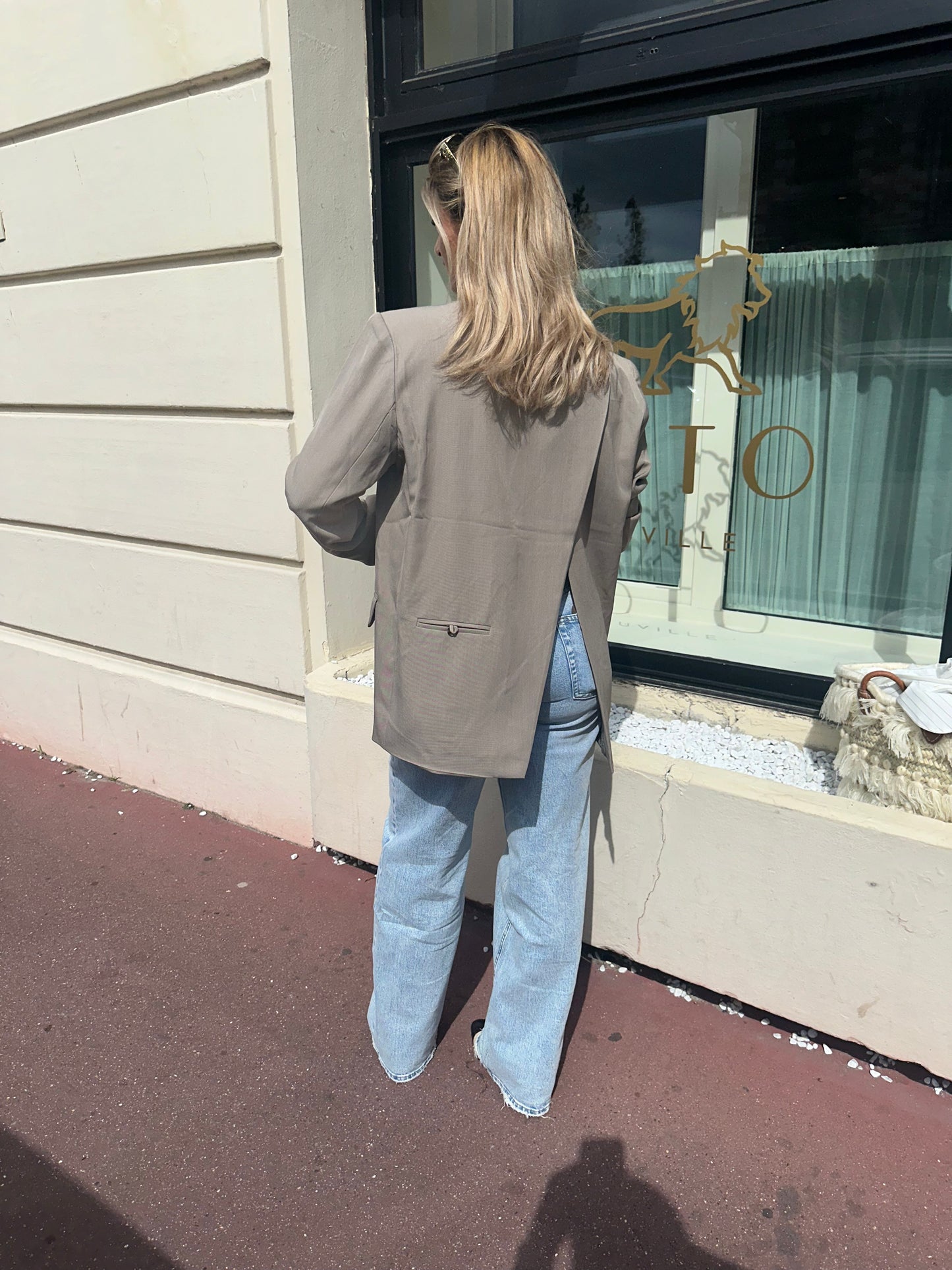 Blazer dos ouvert taupe