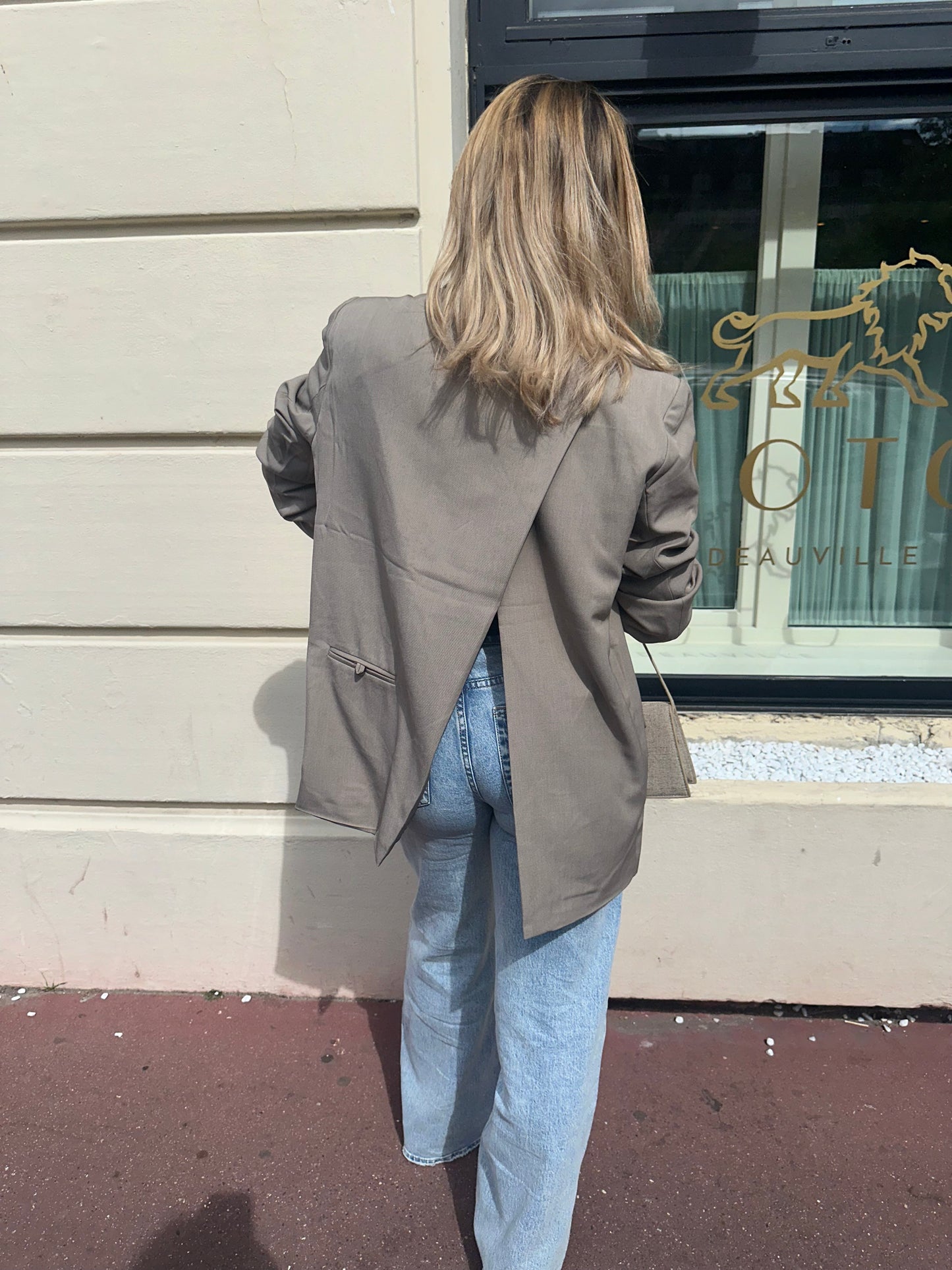 Blazer dos ouvert taupe