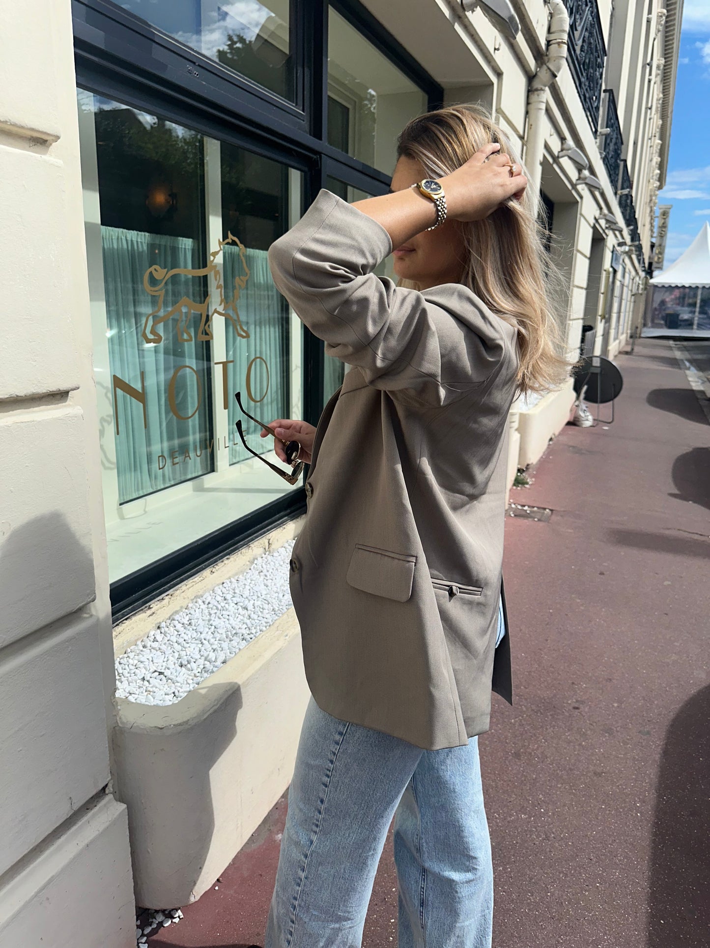 Blazer dos ouvert taupe